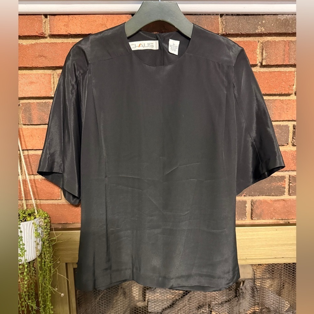 #9) Chaus Black Satin Top